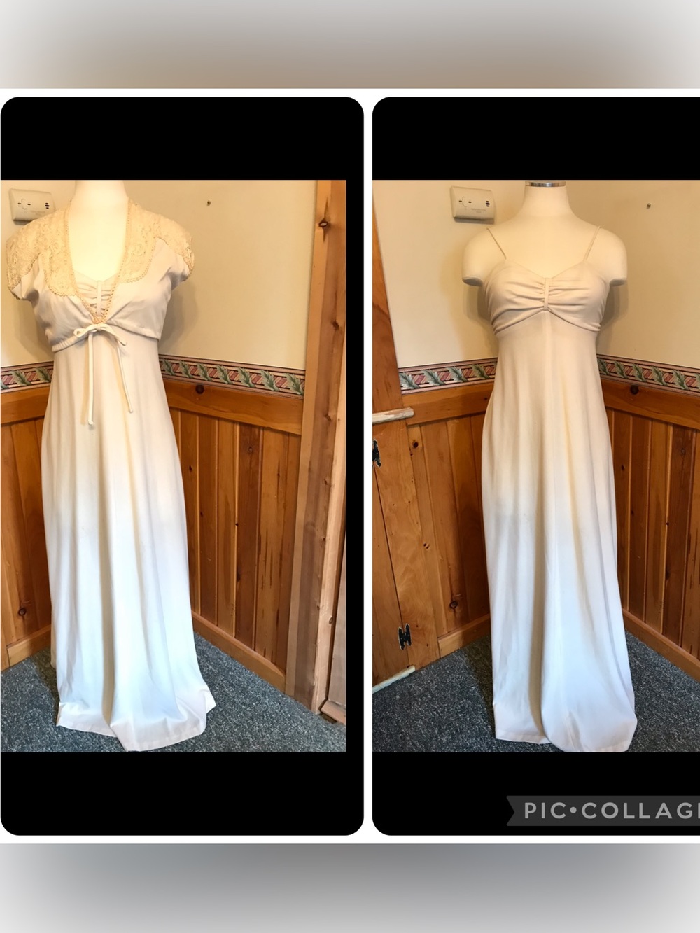 Elegant Cream / Ivory Maxi Dress Gown with Lace Bolero size 9/10 Vintage 1978